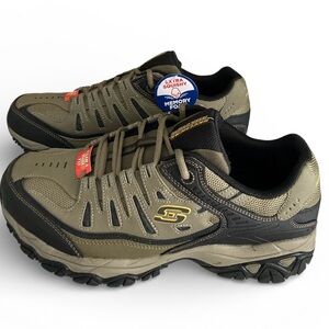 NEW Skechers After Burn Cool Memory Men's 12 Extra Wide Pebble Black Slip On